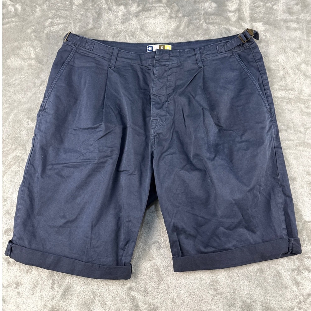 MSGM Shorts Mens 52 Pleated Navy Blue Adjustable Side Tabs EUC 1640MB01T